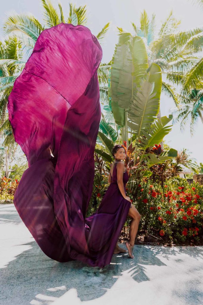Bora Bora Photographer - Photoshoot with maxi flying dress - Purple Dress