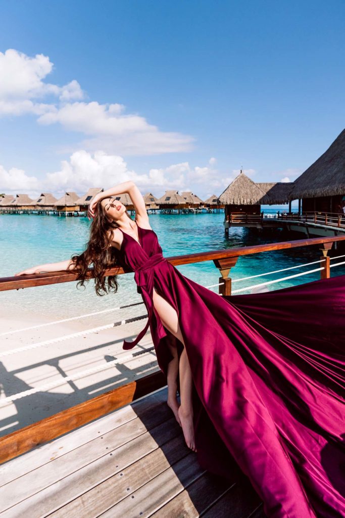Bora Bora Photographer - Photoshoot with maxi flying dress - Purple Dress