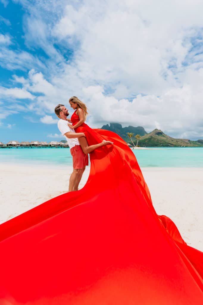 Bora Bora Photographer - Photoshoot with maxi flying dress
