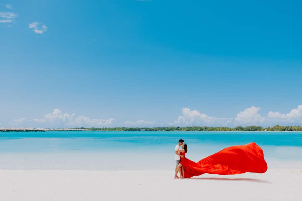Maxi flying dress photoshoot with Bora Bora Photographer
